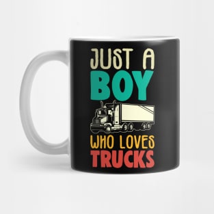 Just A Boy Who Loves Trucks Farmer Gift Mug